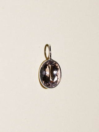 Spoonbill Morganite Oval Cut Charm in 14k White Gold