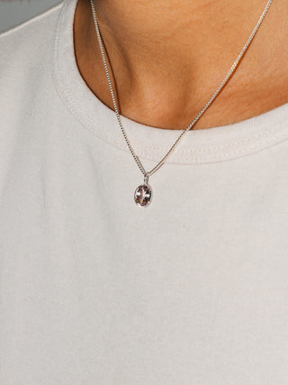 Spoonbill Morganite Oval Cut Charm in 14k White Gold