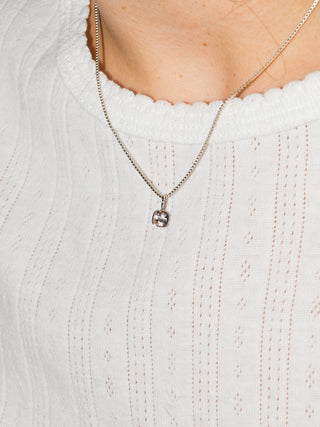 Conch Pink Morganite Cushion Cut Charm in White 14k Gold