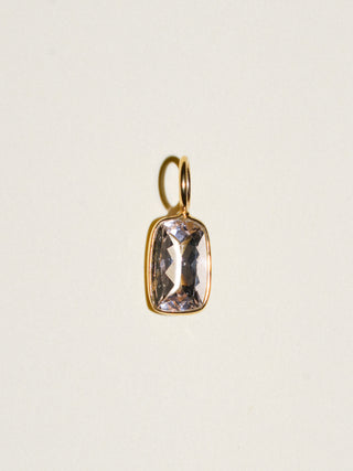 Dove Morganite Cushion Cut Charm in Yellow 14k Gold