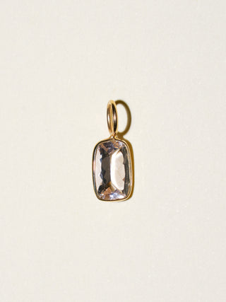 Dove Morganite Cushion Cut Charm in Yellow 14k Gold