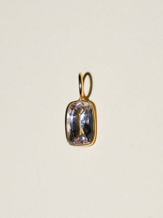 Dove Morganite Cushion Cut Charm in Yellow 14k Gold