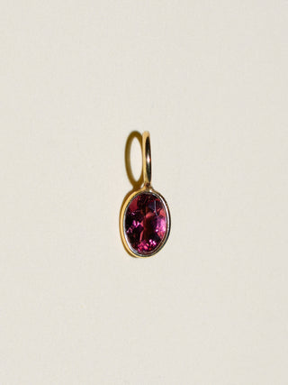 Desire Pink Tourmaline Oval Cut Charm in Yellow 14k Gold