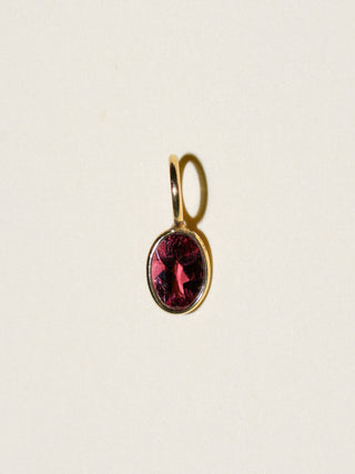 Desire Pink Tourmaline Oval Cut Charm in Yellow 14k Gold