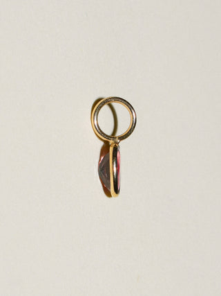 Desire Pink Tourmaline Oval Cut Charm in Yellow 14k Gold