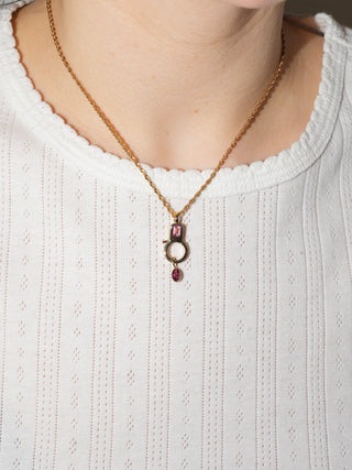 Desire Pink Tourmaline Oval Cut Charm in Yellow 14k Gold