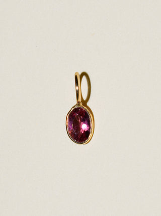 Mi Vida Pink Tourmaline Oval Cut Charm in Yellow 14k Gold
