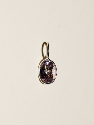 Rouge Tourmaline Oval Cut Charm in 14k White Gold