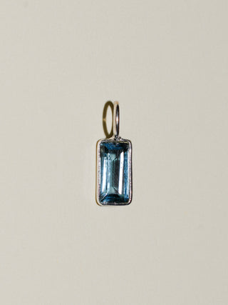 Moonlit London Blue Topaz Baguette Cut Charm in Sterling Silver