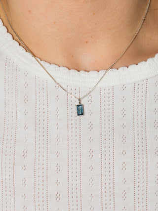 Moonlit London Blue Topaz Baguette Cut Charm in Sterling Silver