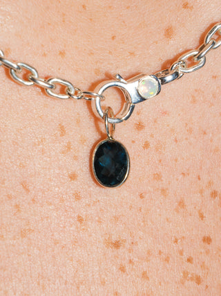 Night Stroll London Blue Topaz Rose Oval Cut Charm in Sterling Silver