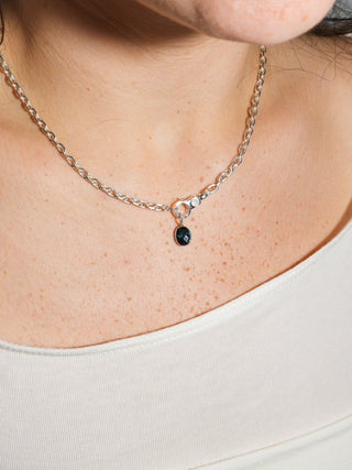 Night Stroll London Blue Topaz Rose Oval Cut Charm in Sterling Silver
