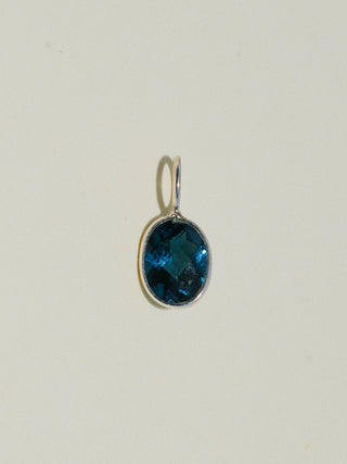 Night Stroll London Blue Topaz Rose Oval Cut Charm in Sterling Silver