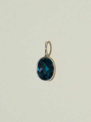 Night Stroll London Blue Topaz Rose Oval Cut Charm in Sterling Silver