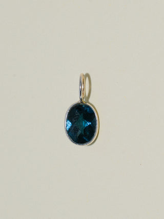 Night Stroll London Blue Topaz Rose Oval Cut Charm in Sterling Silver
