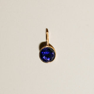 Iris Bloom Iolite Round Cut Charm in Yellow 14k Gold