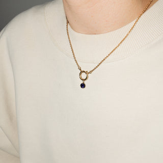 Iris Bloom Iolite Round Cut Charm in Yellow 14k Gold