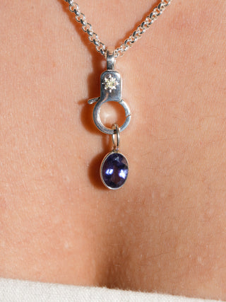 Grapeade Iolite Oval Cut Charm in Sterling Silver