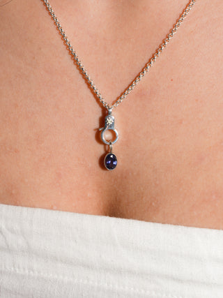 Grapeade Iolite Oval Cut Charm in Sterling Silver