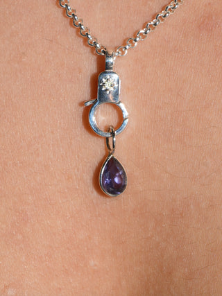 Vineyard Iolite Teardrop Cut Charm in Sterling Silver