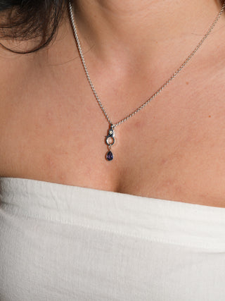 Vineyard Iolite Teardrop Cut Charm in Sterling Silver