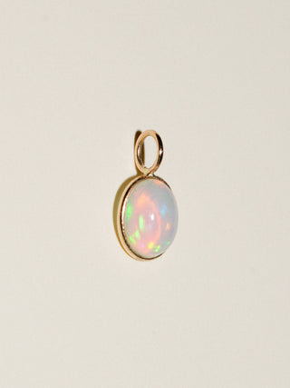 Effervescent Opal Cabochon Cut Charm in 14k Yellow Gold