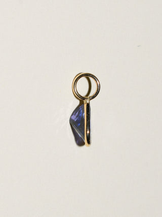 Strong Indigo Tanzanite Pear Cut Charm in Yellow 14k Gold