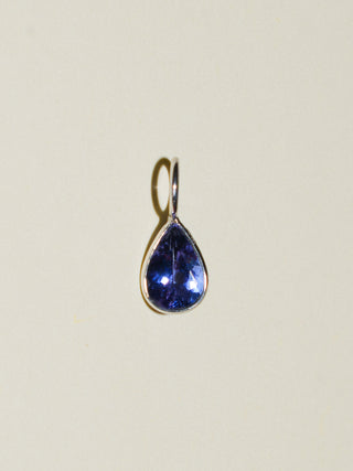 Ube Cheesecake Tanzanite Teardrop Cut Charm in White 14k Gold