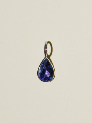 Ube Cheesecake Tanzanite Teardrop Cut Charm in White 14k Gold
