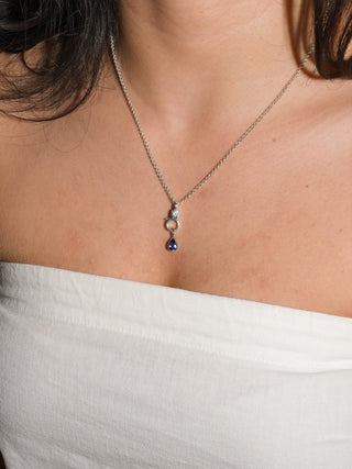 Ube Cheesecake Tanzanite Teardrop Cut Charm in White 14k Gold