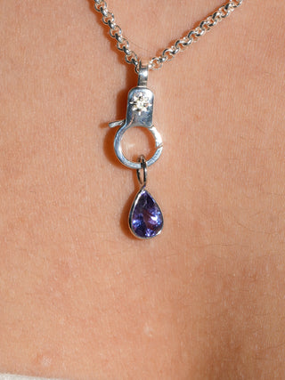 Ube Cheesecake Tanzanite Teardrop Cut Charm in White 14k Gold