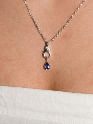 Ube Cheesecake Tanzanite Teardrop Cut Charm in White 14k Gold