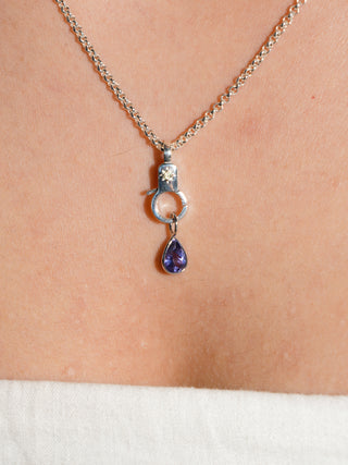Ube Cheesecake Tanzanite Teardrop Cut Charm in White 14k Gold