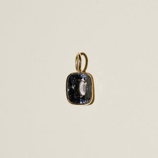 Shadow Blue Spinel Cushion Cut Charm in 14k Yellow Gold