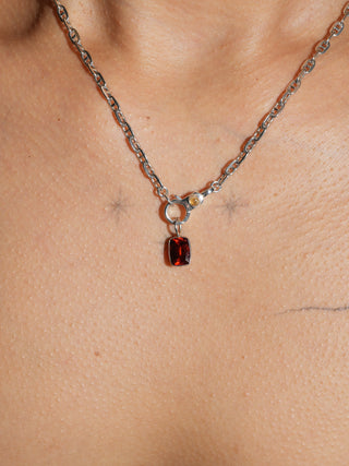 Heartbeat Hessonite Cushion Cut Charm in Sterling Silver