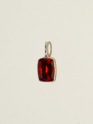 Heartbeat Hessonite Cushion Cut Charm in Sterling Silver