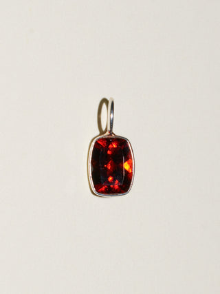 Oiled Cedar Hessonite Can Cut Charm in Sterling Silver