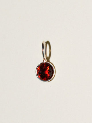 Paprika Hessonite Round Cut Charm in Sterling Silver