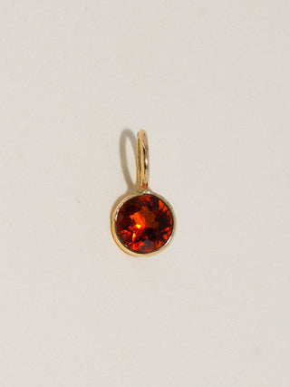 pumpkin Hessonite Round Cut Charm in Yellow 14k Gold