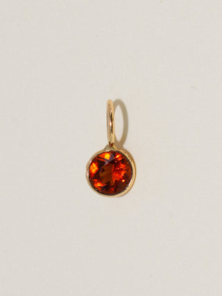 pumpkin Hessonite Round Cut Charm in Yellow 14k Gold