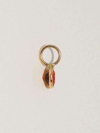 pumpkin Hessonite Round Cut Charm in Yellow 14k Gold