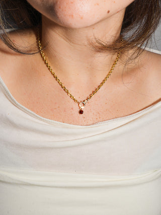 Spooky Season Hessonite Round Cut Charm in Yellow 14k Gold
