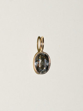 Eucalyptus Green Sapphire Oval Cut Charm in Yellow 14k Gold