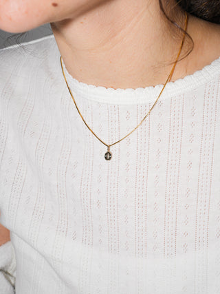 Eucalyptus Green Sapphire Oval Cut Charm in Yellow 14k Gold