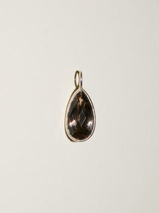 Taupe Haze Smoky Quartz Teardrop Cut Charm in Sterling Silver