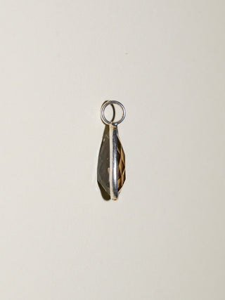 Taupe Haze Smoky Quartz Teardrop Cut Charm in Sterling Silver