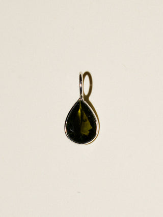 Alligator Tourmaline Teardrop Cut Charm in 14k White Gold