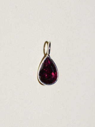 Enamored Pink Tourmaline Teardrop Cut Charm in White 14k Gold