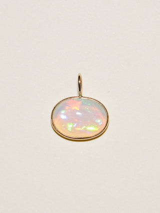Ethereal Opal East West Cabochon Cut Charm in 14k Yellow Gold