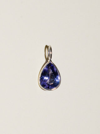 Emperor Tanzanite Teardrop Cut Charm in White 14k Gold